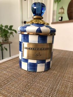 MacKenzie Childs Royal Check Enamel Canister