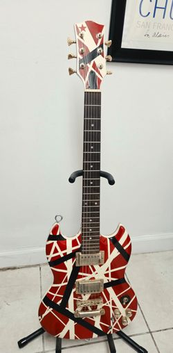 One-of-a-Kind Van Halen Inspired SG Electric Guitar – Custom Striped Paint