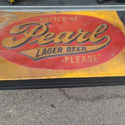 Vintage PEARL BEER Metal Sign 33"s X 22"s