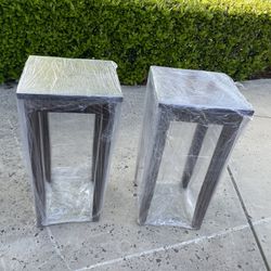 2 Solid Dark Wood End Tables 