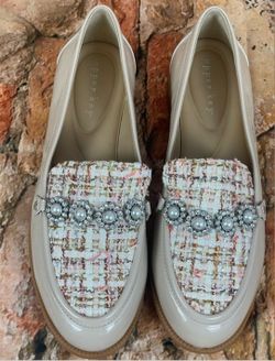 Copper Key Jewel Tinsel Tweed Loafers