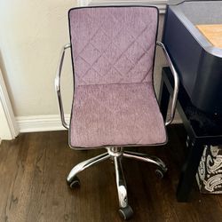 Purple And Silver Rolling Computer Chair