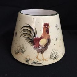 Home Interiors Ceramic Farmhouse Rooster Candle Jar Shade Chimney Topper Lid 