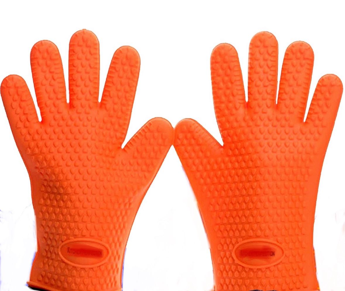 Silicone Gloves Oven Mitts Heat Resistant BBQ Smoker Grill 