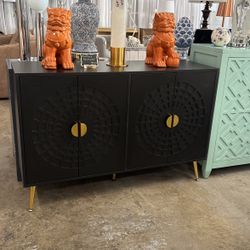 Sideboard Credenza Black Entertainment Media Cabinet -NEW - 48x16x32”H- Home / Office- Delivery 🚚 Available 