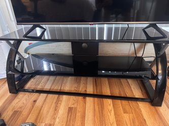 Black Glass multi shelved TV Stand