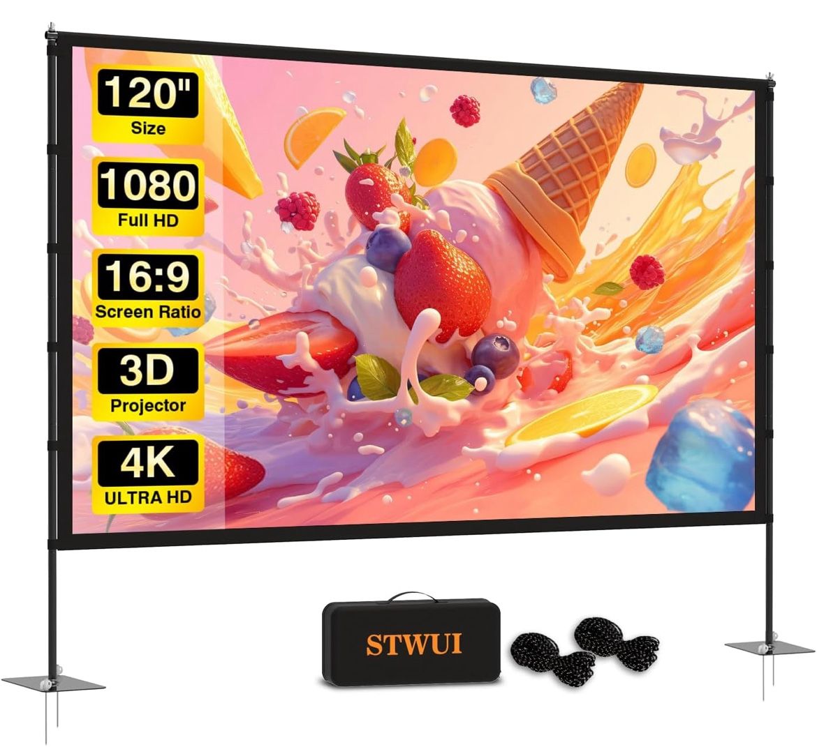 Outdoor-Projector-Screen-with-Stand - 120 inch Portable Projector Screen Indoor Outdoor