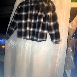 Only Worn Once, long Sleeve Button Up Black And White Shirt. Size 6-8