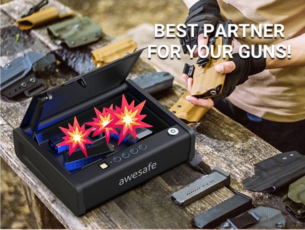 awesafe Gun Safe, Biometric Gun Safes for Pistols, Quick Access Pistol Safe Fingerprint Handgun Safe with Keys and Keypad, Gun Lock Box .
