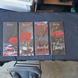 4 Piece Home Decor Set Roses