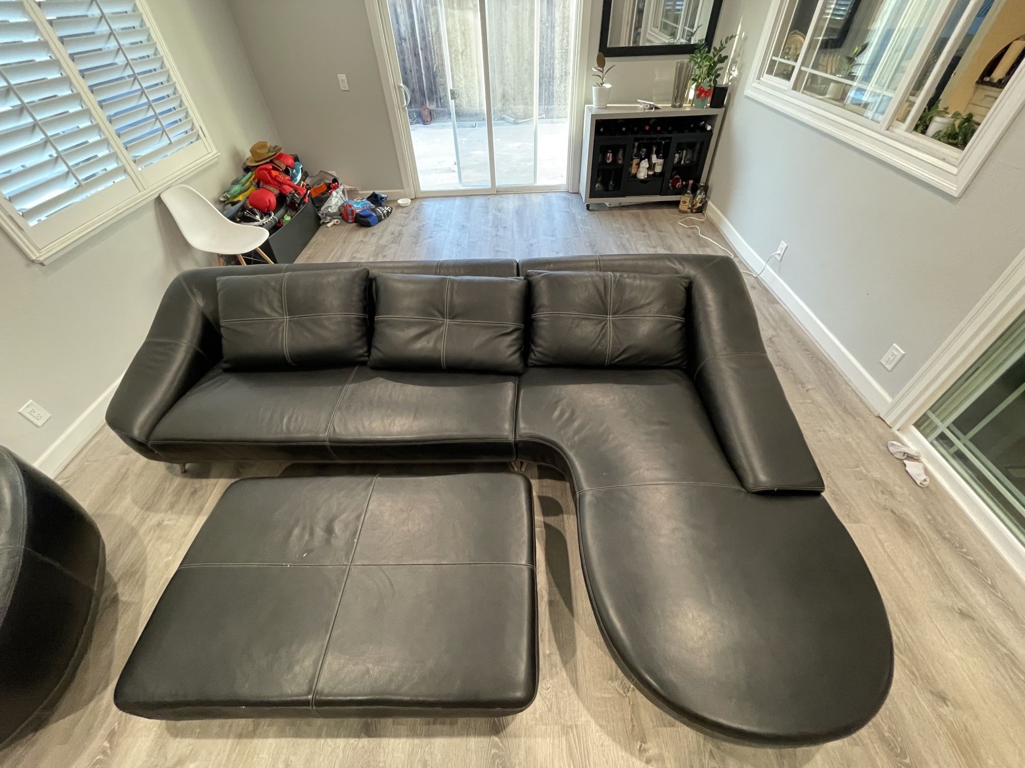 Like New Black Leather Sectional