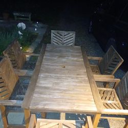 7 PIECE  Walker Edison Wooden  Patio Furniture