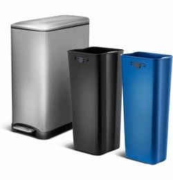 Home Zone Living 13 Gallon Kitchen Trash Can with Dual Compartments
