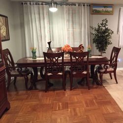 Mahogany Dining Table With China 