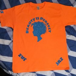 Beauty Is Perfect Glitter Shiny Blue Decal T-shirt