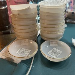 22 Milky White Sauce Bowls With Gold Trim