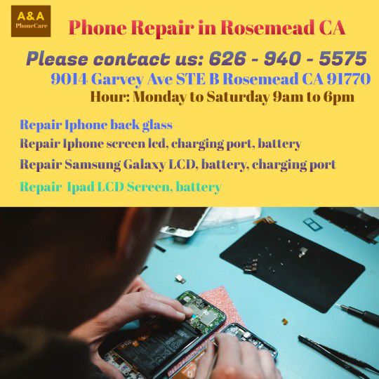 Iphone Screen Repair Service At Rosemead CA From $39 Please Contact Us 626 940_5575 9014 Garvey Ave STE B Rosemead CA  