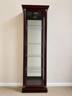 Curio Display Cabinet with Mirrored Back, top light and 4 x Glass Shelves