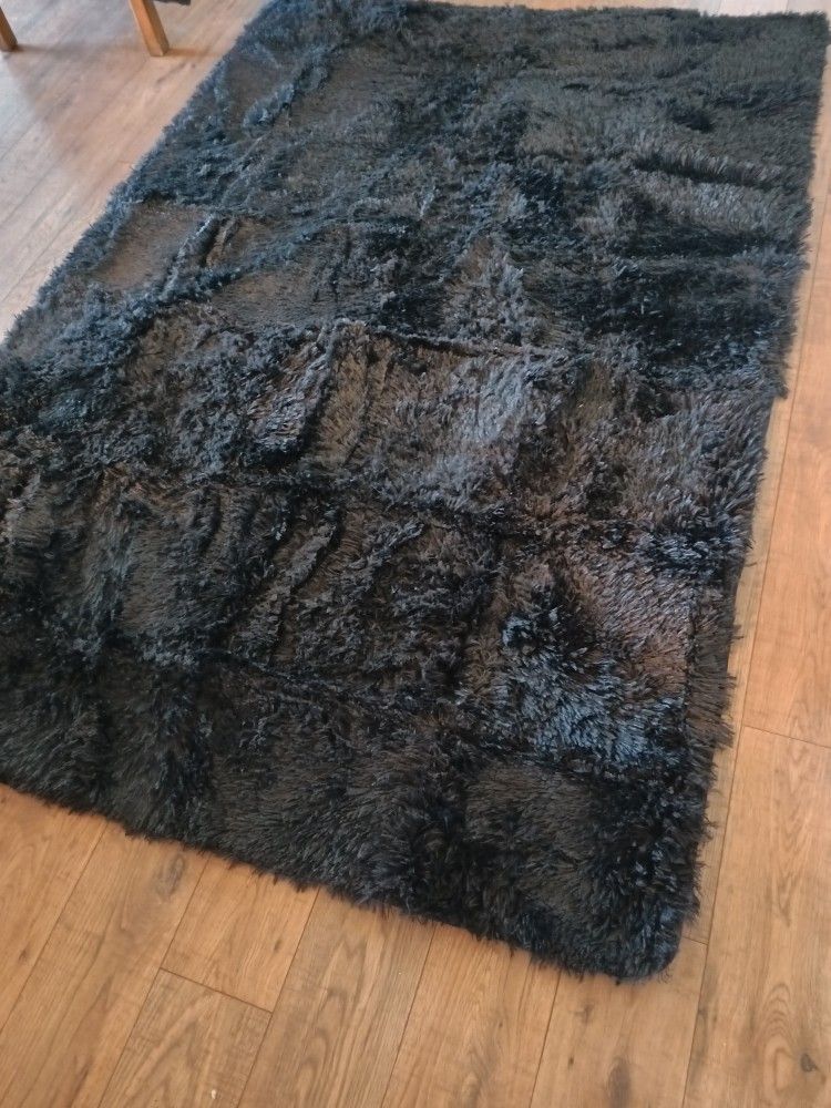 Large Carpet Black Shag Fluffy