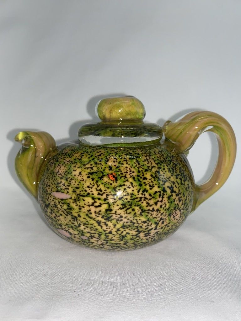 MODERN STYLE BLOWN ART GLASS TEAPOT PAPERWEIGHT/DECOR FIGURINE