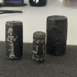 Lot Of 3Unique  Ancient Near Eastern Stone Intaglio Cylinder Seal Stamp Old Bead