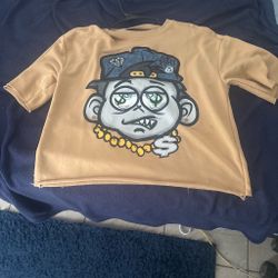Tan Graphic Crop Sweatshirt