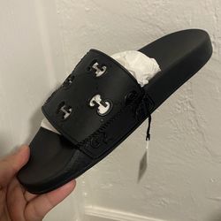 Gucci Wmns Rubber GG Slide BLK