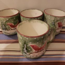 The Cellar Rare Vintage Christmas Mugs Dated 1995 Set of 4 Made in Italy. s