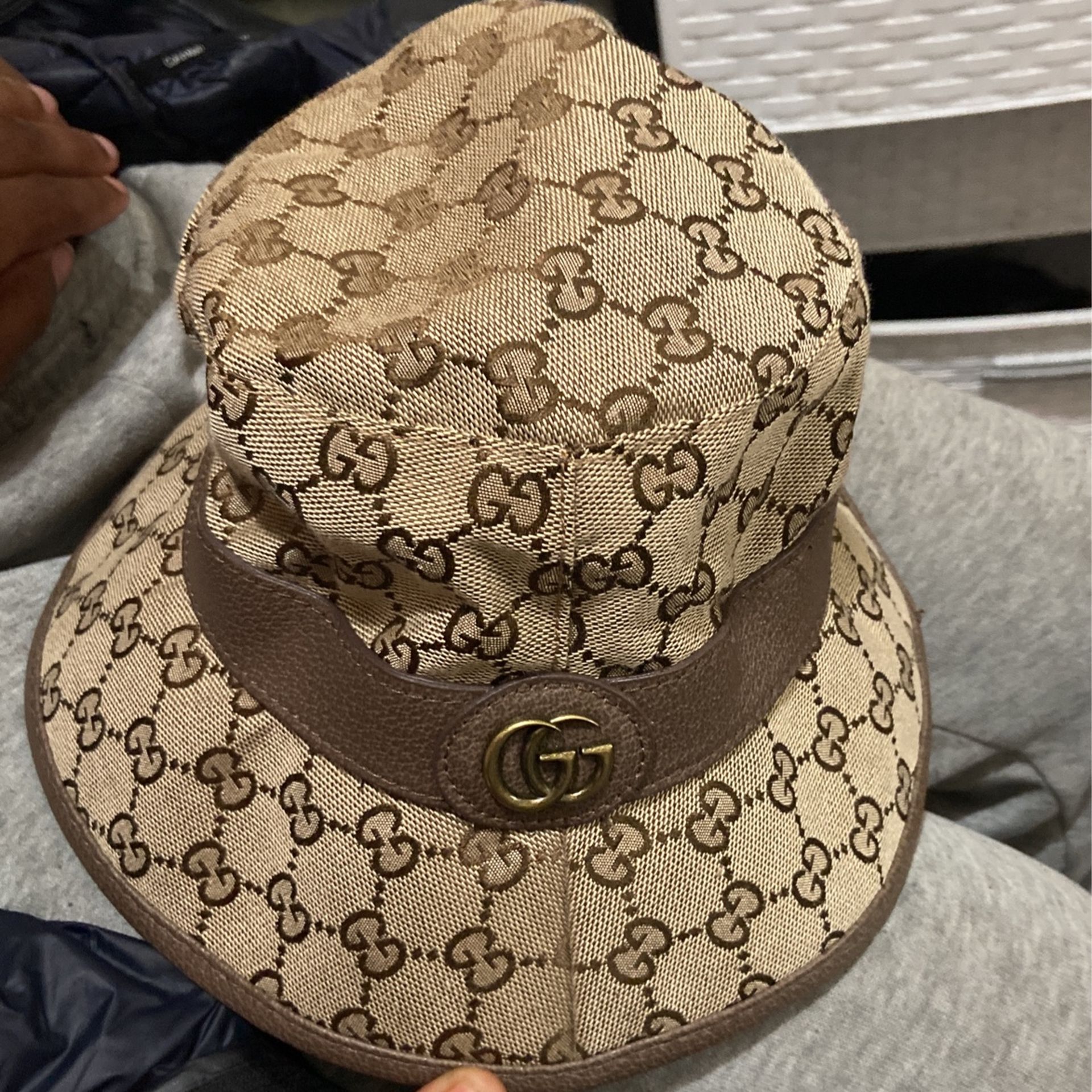 Bucket Hat Gucci Cap First Copy Beige Brown GG Canvas Fedora GUCCI® GR - Main Image