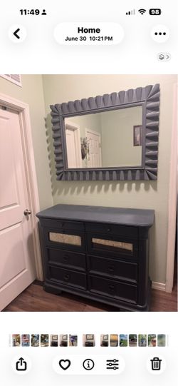 Dark Gray 6-Drawer Dresser with Mirror