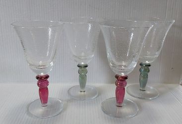 Pottery Barn  - Bubble Glass Wine/ Water Goblets  (4)