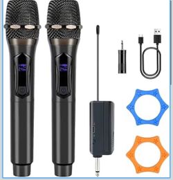 Wireless Karaoke Microphone dynamic Mic Up160ft range handheld plug-and-play design rechargeable Compatible