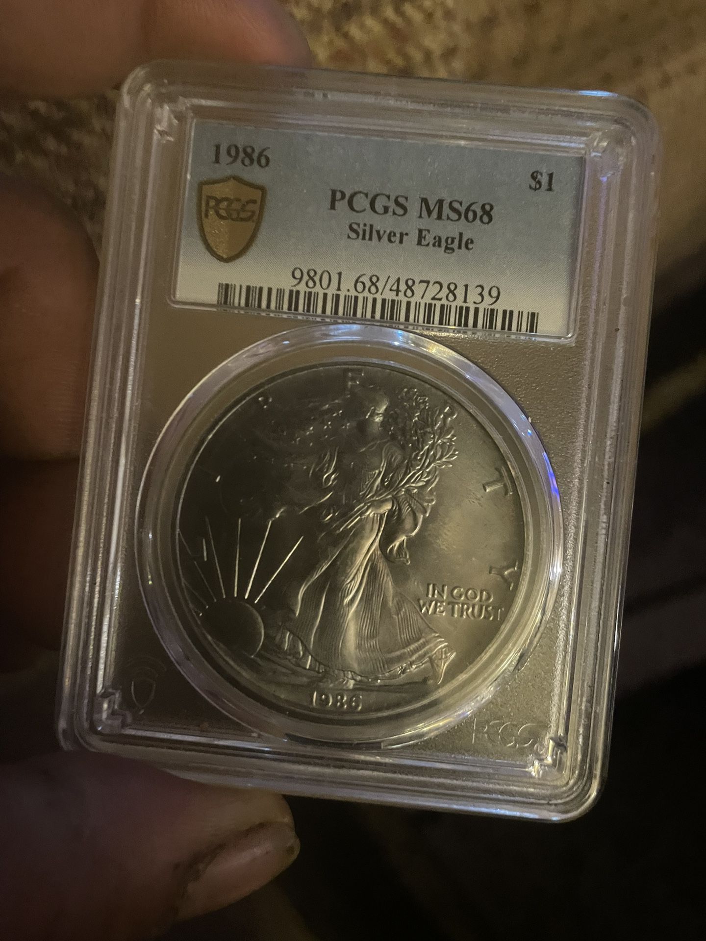 1986 Natural Toned MS 68 Silver Eagle 