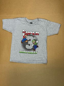 Super Mario And Luigi Super Birthday 3rd Birthday T-Shirt, Size XS Youth