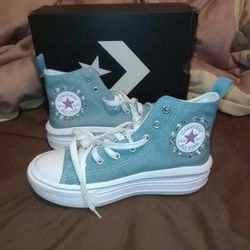 BRAND NEW AUTHENTIC RARE CONVERSE PLATFORM HIGH TOP SNEAKERS  KIDS SIZE 3 WOMEN'S SIZE 5 COCOON BLUE