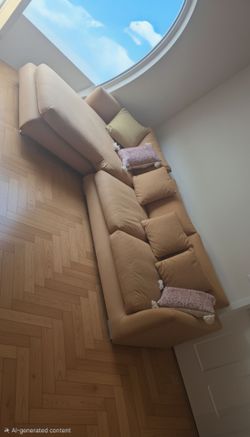 Modern Beige Sectional Sofa with Chaise – Excellent Condition