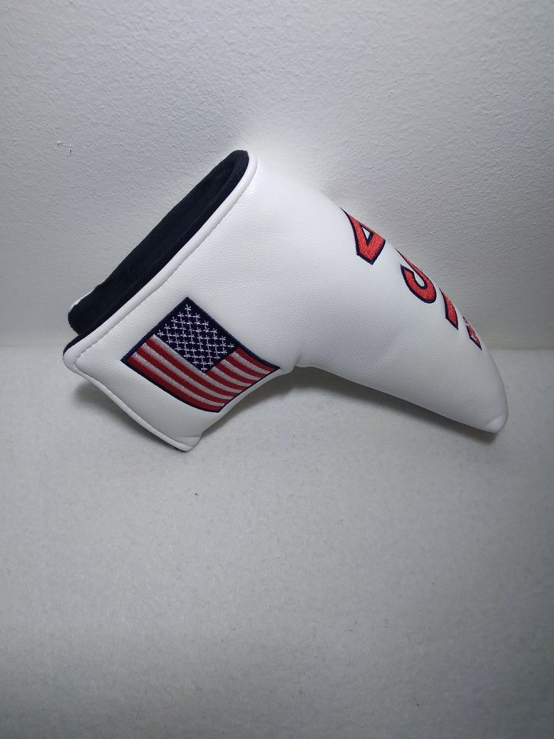 Golf Blade Putter Cover USA Flag Patriotic Faux Leather Magnetic  Closure - New