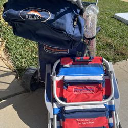 Tommy Bahama Beach Cart & Chair/umbrella