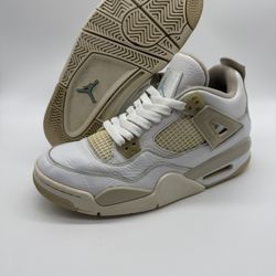 Nike Air Jordan 4 Retro Linen (White Tan Sand Beige) 487724-118 Youth Size 6.5