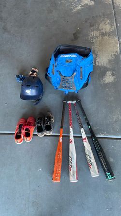 Baseball Bats, Bag, Shoes And Helmet