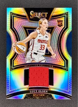 LUCY OLSEN 2025-26 SELECT SILVER HOLO PRIZM ROOKIE RC JERSEY RELIC PATCH MYSTICS