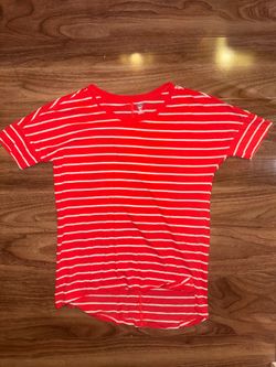 Old Navy Red and White Striped Crew Neck Tee