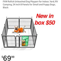 New in Box FXW Rollick Unleashed Dog Playpen for Indoor, Yard, RV Camping, 24 inch 8 Panels for Small and Puppy Dogs, Black 🚨$50  firm cash only pick