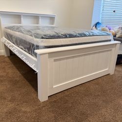White Full Bed With Mattress 