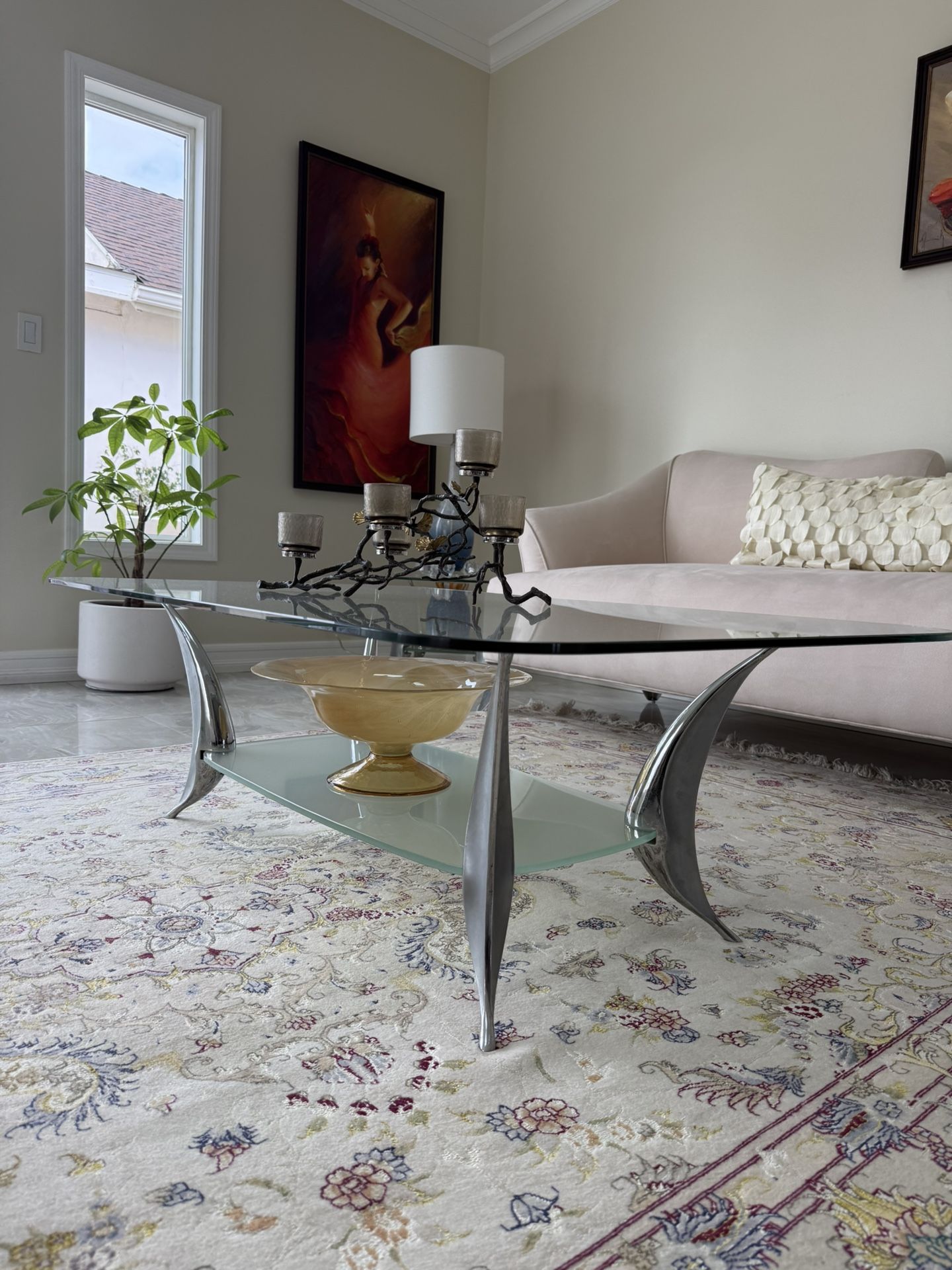 Glass Coffee Table + Glass Side Table