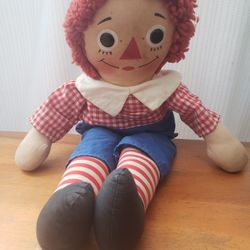 Vintage Knickerbocker Raggedy Andy Plush Doll, Collector's Item!