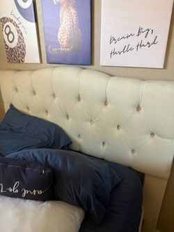 Tufted Upholstered Headboard Cream