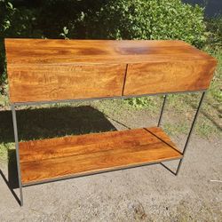 Shelf Unit With 2 Drawers, Entertainment Unit, Entryway Table, Drink Station, Or Credenza