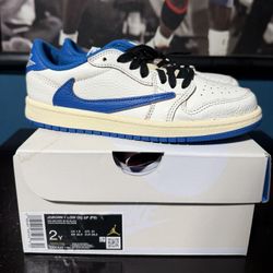 Jordan 1 Retro Low OG SP Fragment x Travis Scott Sail Military Blue (PS)
