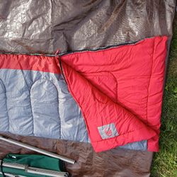 Coleman Zip Plow Sleeping Bag Red And Grey Quality Tent Camp Camping Trailor Camper Van